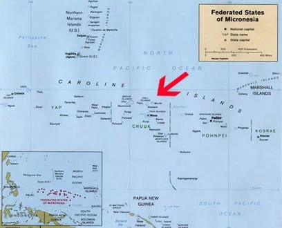 Mapa da Micronésia - Chuuk