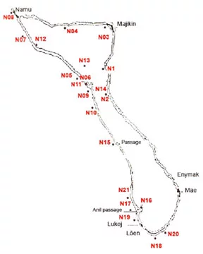 Mapa das áreas amostrais - Namu