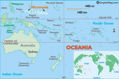Mapa do sul do Pacífico - De férias