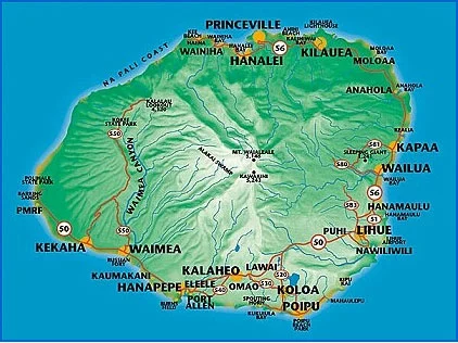 Mapa do Kauai