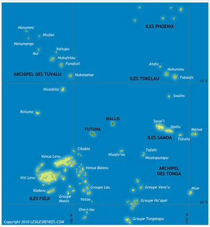 Mapa do sul do Pacífico