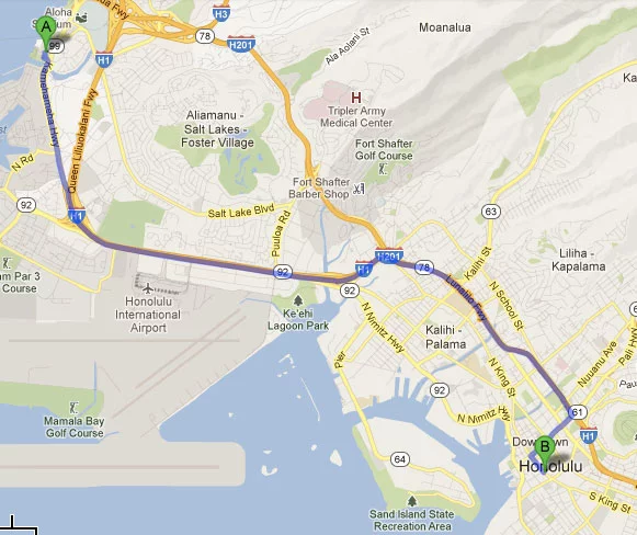 Mapa - Downtown Honolulu - Havaí