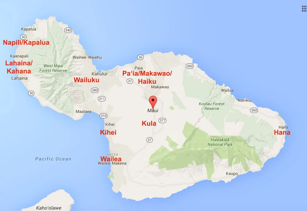 Guia de hotel em Maui - Havaí - mapa