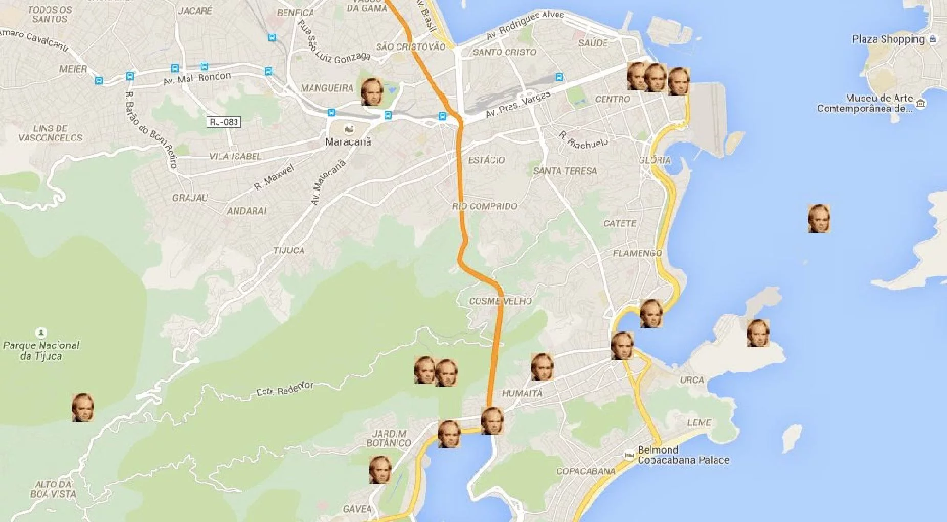 Mapa do Rio de Janeiro - Darwin na América do Sul